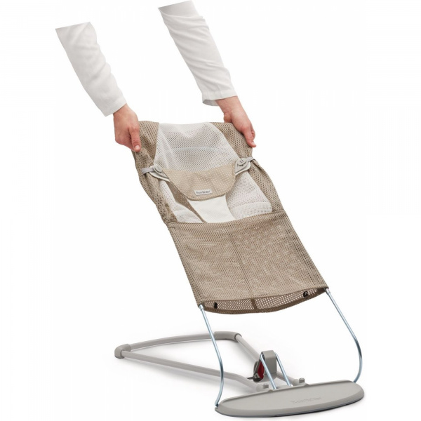 Housse transat balance soft 3d mesh gris beige/blanc Babybjorn