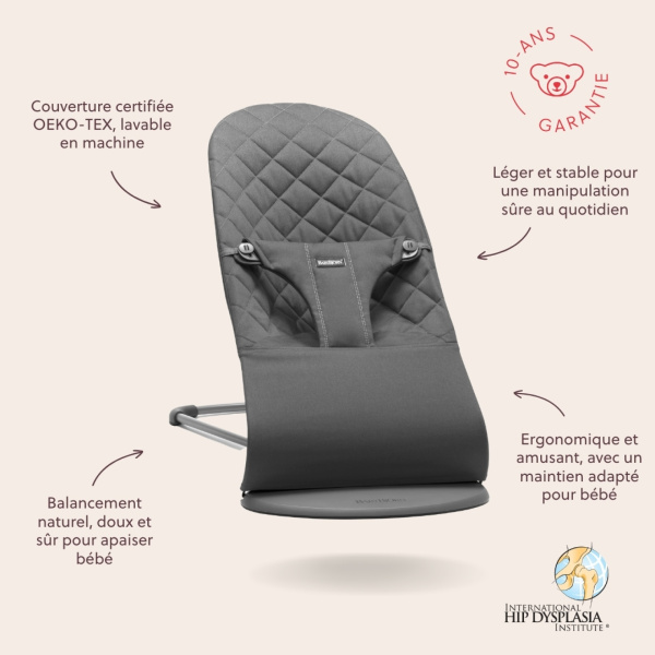 Transat bébé bliss coton matelassé pétale bleu Babybjorn