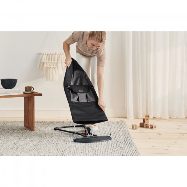Transat bébé balance soft tissé noir et gris foncé Babybjorn