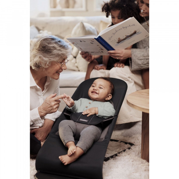 Transat bébé balance soft tissé noir et gris foncé Babybjorn