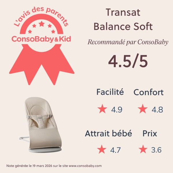 Transat bébé balance soft tissé jersey tri fabric beige clair Babybjorn