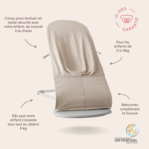 Transat bébé balance soft tissé jersey tri fabric beige clair Babybjorn