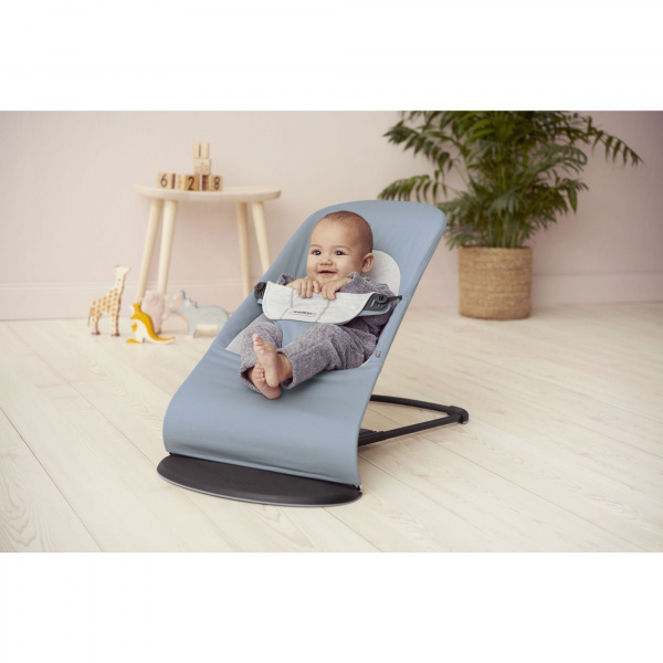 Transat bébé balance soft coton et jersey bleu et gris Babybjorn