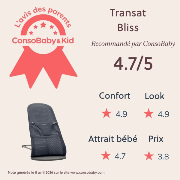 Transat bébé bliss mesh anthracite Babybjorn