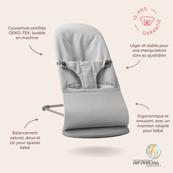 Transat bébé bliss coton matelassé pétale bleu Babybjorn