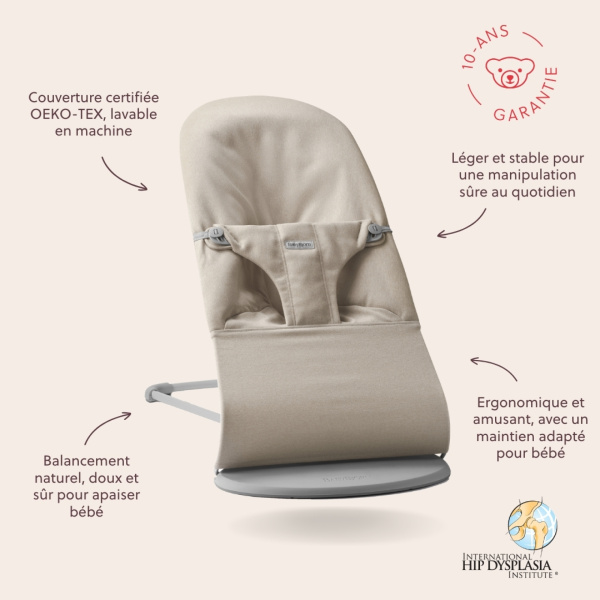Transat bébé bliss mélange tissé chiné bleu Babybjorn
