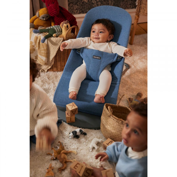 Transat bébé bliss mélange tissé chiné bleu Babybjorn