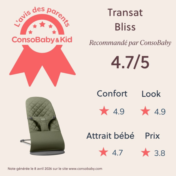 Transat bébé bliss coton matelassé classique vert foncé Babybjorn