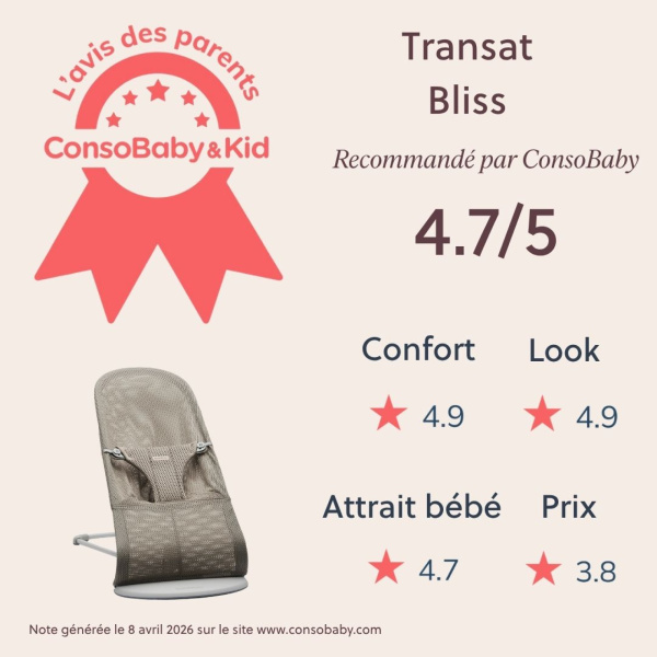Transat bébé bliss mesh gris-beige Babybjorn