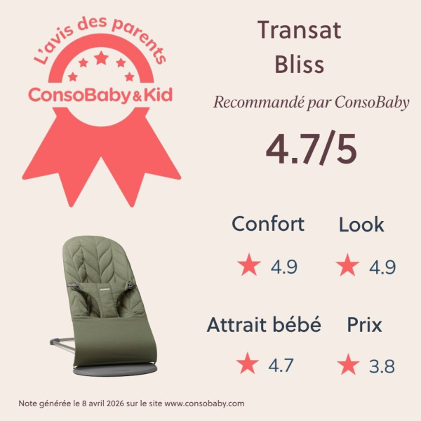 Transat bébé bliss coton matelassé pétale vert foncé Babybjorn