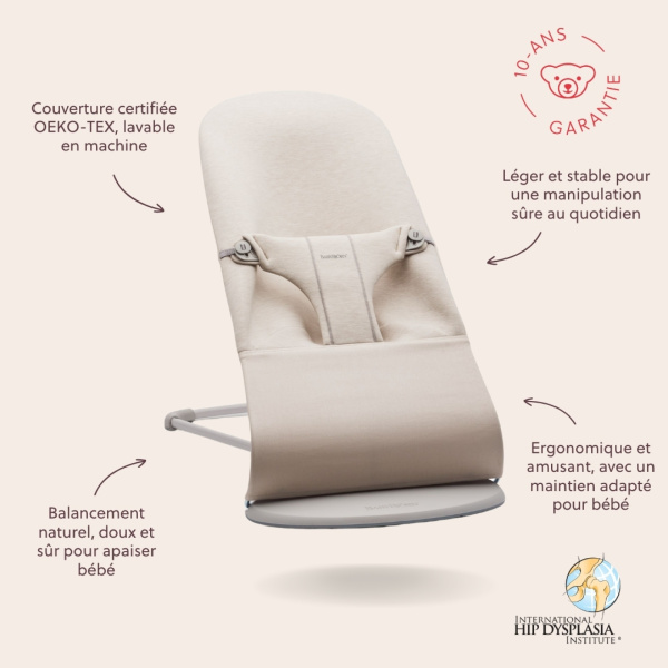 Transat bébé bliss mélange tissé chiné bleu Babybjorn