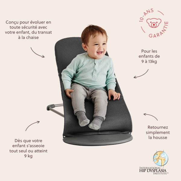 Transat bébé bliss coton matelassé pétale rose poudré Babybjorn