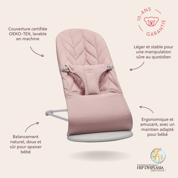 Transat bébé bliss coton matelassé pétale rose poudré Babybjorn