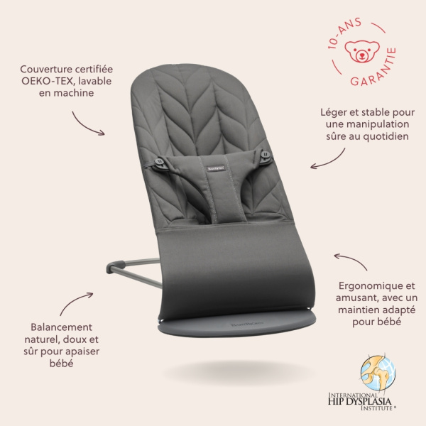 Transat bébé bliss coton matelassé pétale bleu Babybjorn