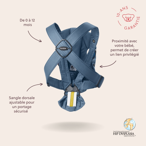 Porte bébé mini coton bleu indigo Babybjorn