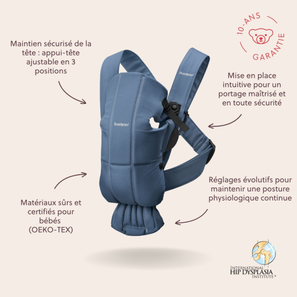 Porte bébé mini coton bleu indigo Babybjorn