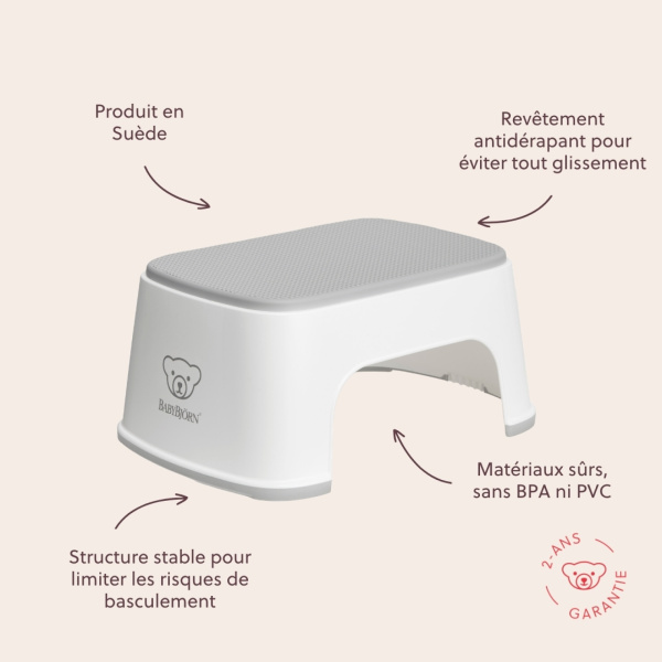 Marche pied enfant blanc et gris Babybjorn