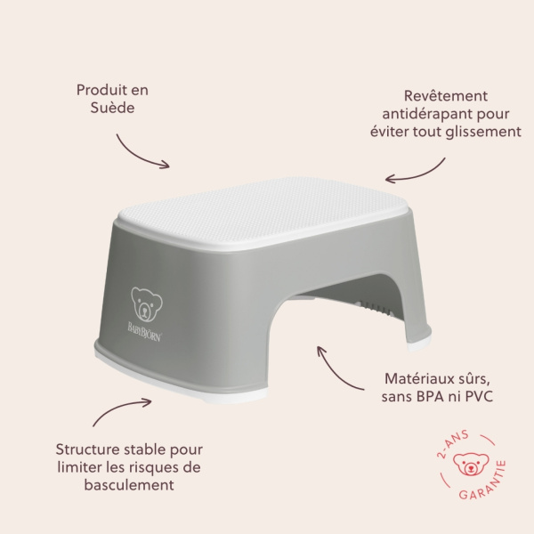 Marche pied enfant gris et blanc Babybjorn