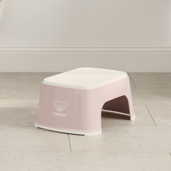 Marche pied enfant rose pastel et blanc Babybjorn