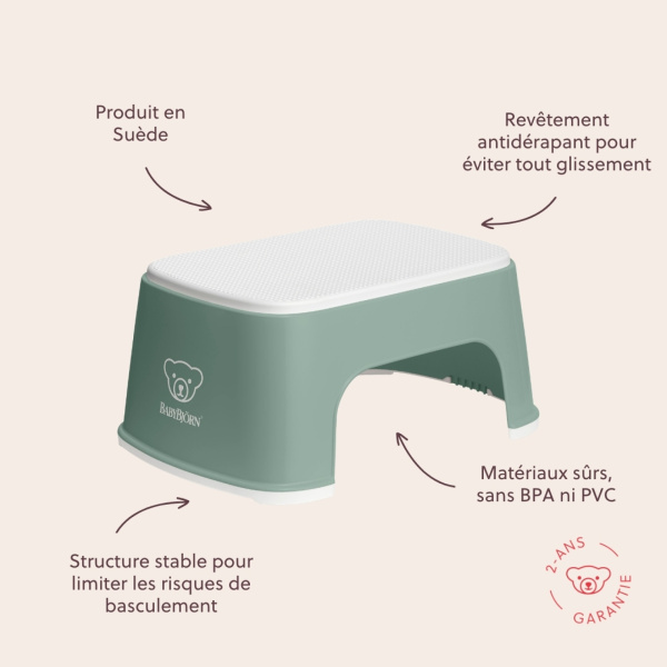 Marche pied enfant vert profond et blanc Babybjorn