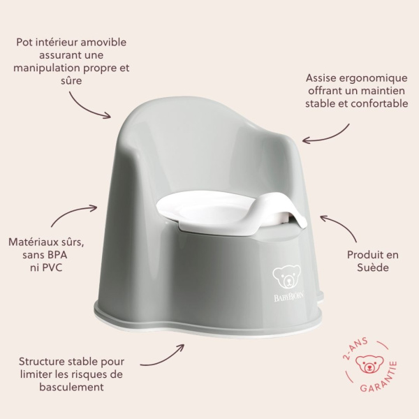 Pot fauteuil gris et blanc Babybjorn