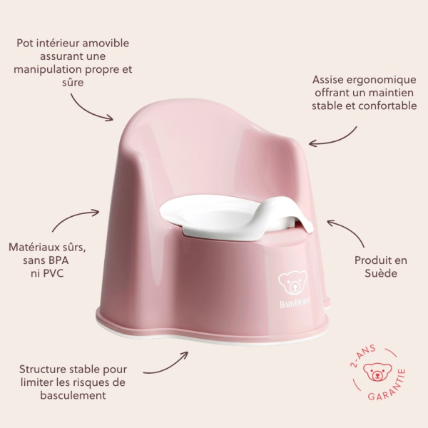 Pot fauteuil rose pastel et blanc Babybjorn
