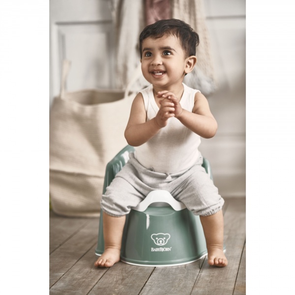 Pot fauteuil vert profond et blanc Babybjorn