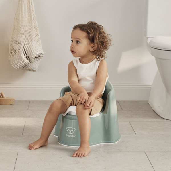 Pot fauteuil vert profond et blanc Babybjorn