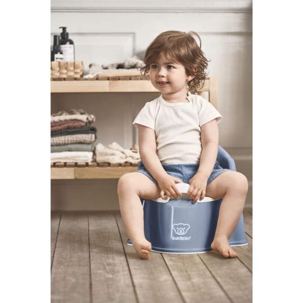 Pot fauteuil bleu profond et blanc Babybjorn