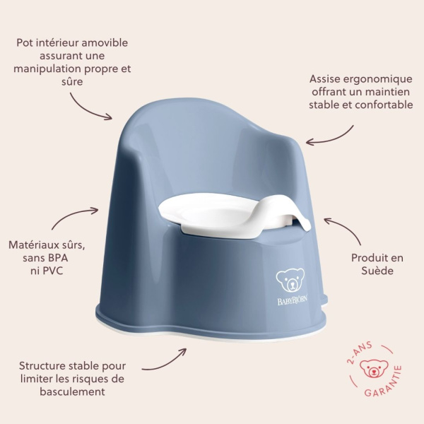 Pot fauteuil bleu profond et blanc Babybjorn