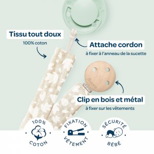 Attache sucette ronde beige Biolane