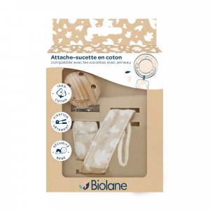 Attache sucette ronde beige Biolane