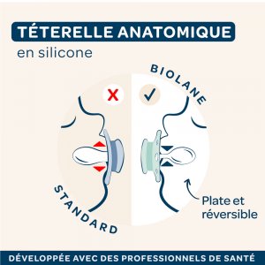 Lot de 2 sucettes anatomiques 6-18 mois essentielle vert et beige Biolane