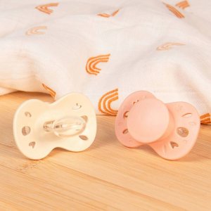 Lot de 2 sucettes anatomiques 18 mois+ essentielle rose et beige Biolane