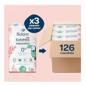 Couches culottes bébé taille 4 pack 1 mois 126 couches Biolane