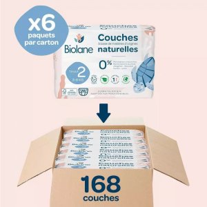Couches bébé taille 2 pack 1 mois 168 couches Biolane