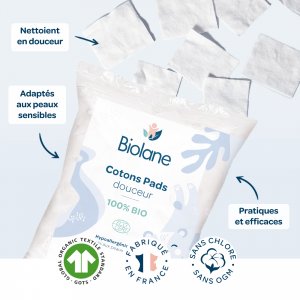 Carré de cotons douceur bio x150 Biolane