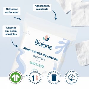 Maxi carrés de cotons bio x60 Biolane