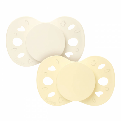 Lot de 2 sucettes anatomiques 0-6 mois essentielle jaune et beige