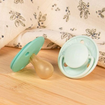 Lot de 2 sucettes rondes 6 mois+ originale vert clair et foncé