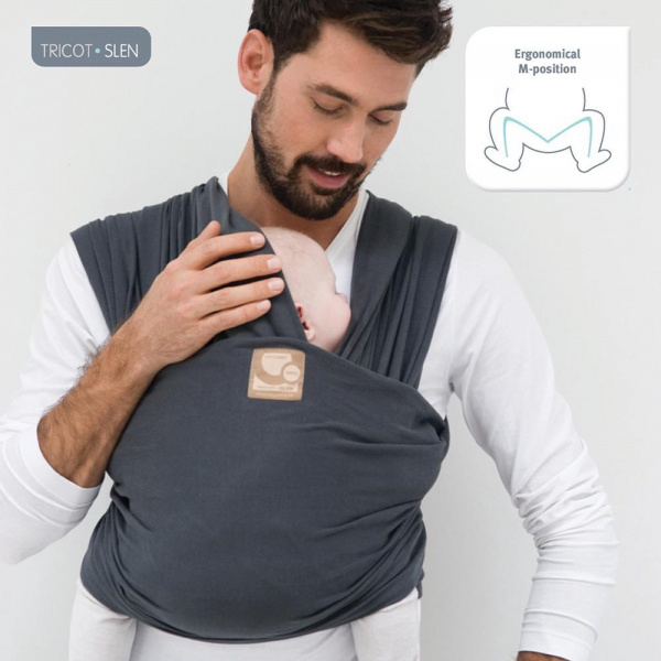 Écharpe de portage tricot-slen bio dark grey Babylonia