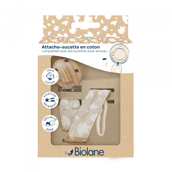 Attache sucette ronde beige Biolane
