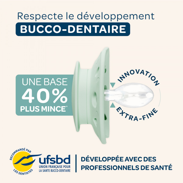 Lot de 2 sucettes anatomiques 0-6 mois essentielle jaune et beige Biolane