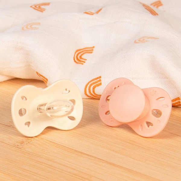Lot de 2 sucettes anatomiques 18 mois+ essentielle rose et beige Biolane
