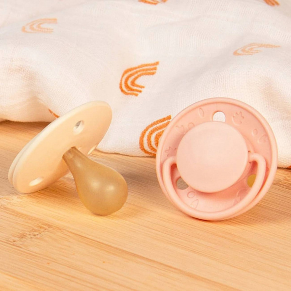 Lot de 2 sucettes rondes 6 mois+ originale rose et beige Biolane