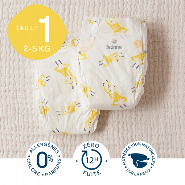 Couches bébé écologiques taille 1 - 28 couches Biolane