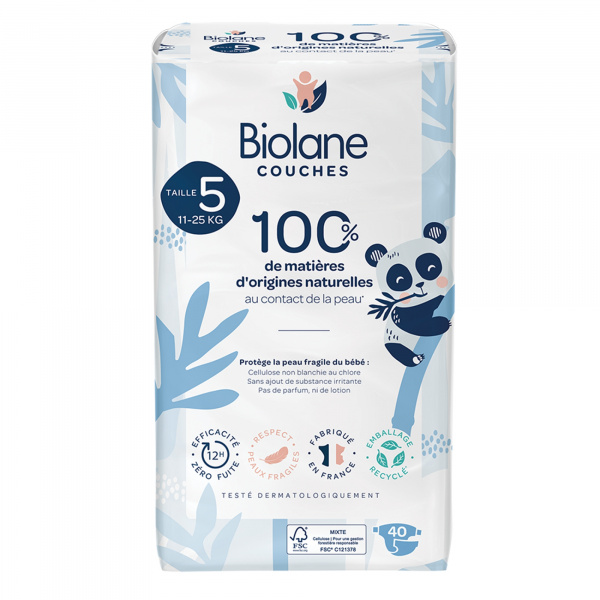 Couches bébé écologiques taille 3 - 52 couches Biolane