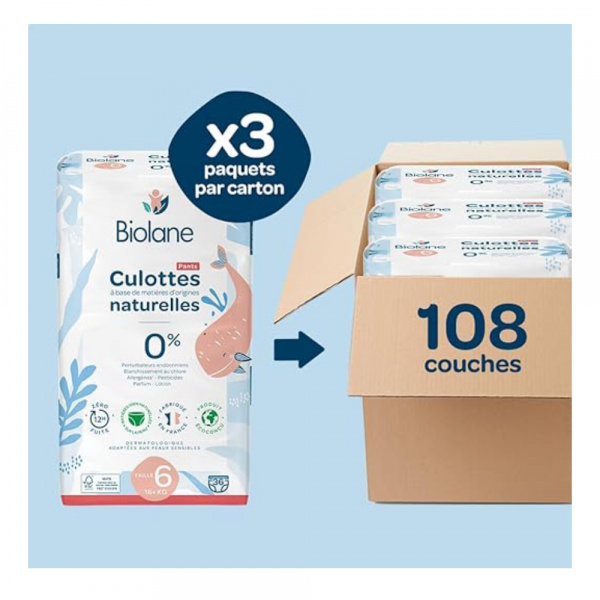 Couches culottes bébé taille 5 pack 1 mois 120 couches Biolane
