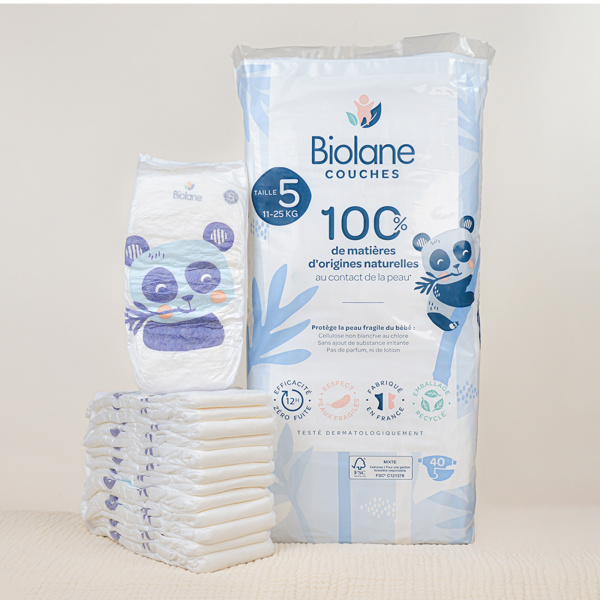 Couches bébé taille 5 pack 1 mois 120 couches Biolane