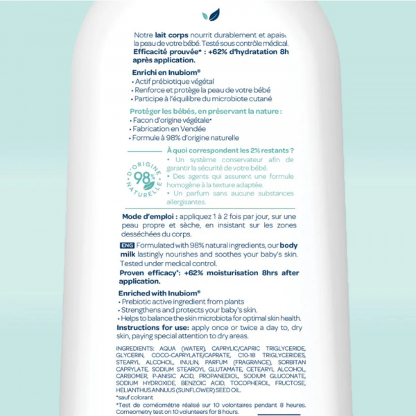 Lait corps hydratant expert 300ml Biolane